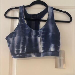 Mondetta Tie-Dye Racerback Sports Bra - Blue & White